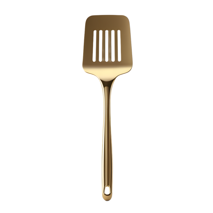 a gold fork on a white background