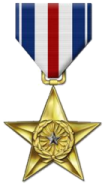 a gold medal with a star on it