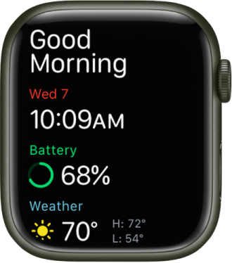 an apple watch with a clock on the screen