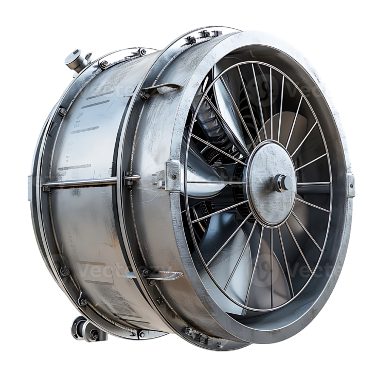 an industrial turbine on a white background