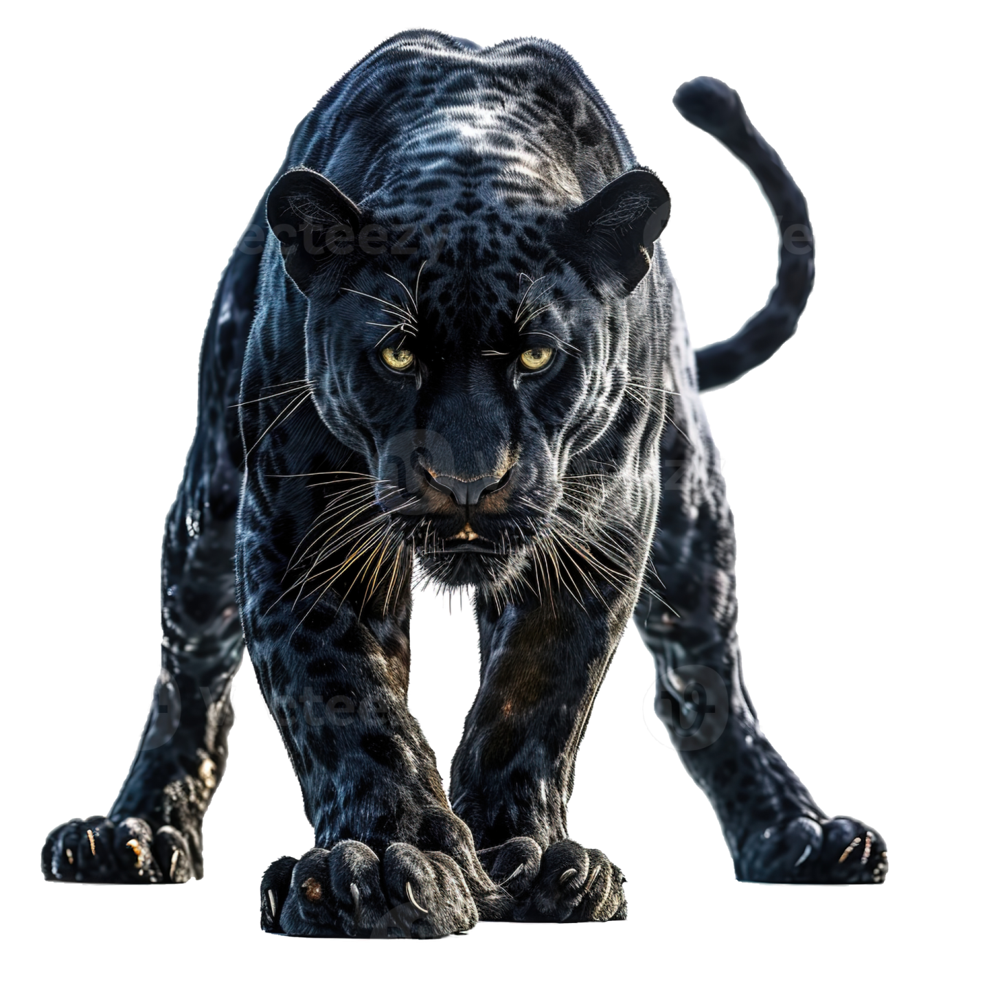 a black jaguar walking towards the camera