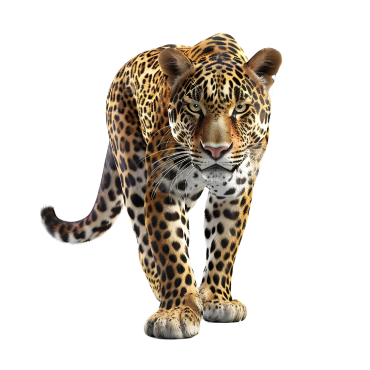 a 3d jaguar walking on a white background