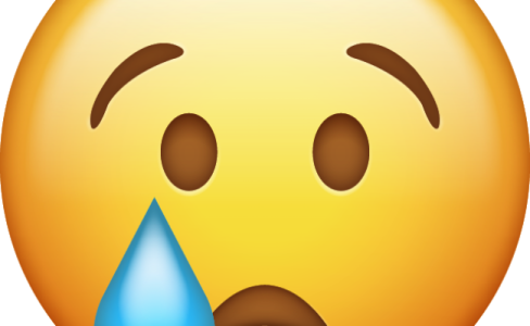 a smiley face with a teary expression