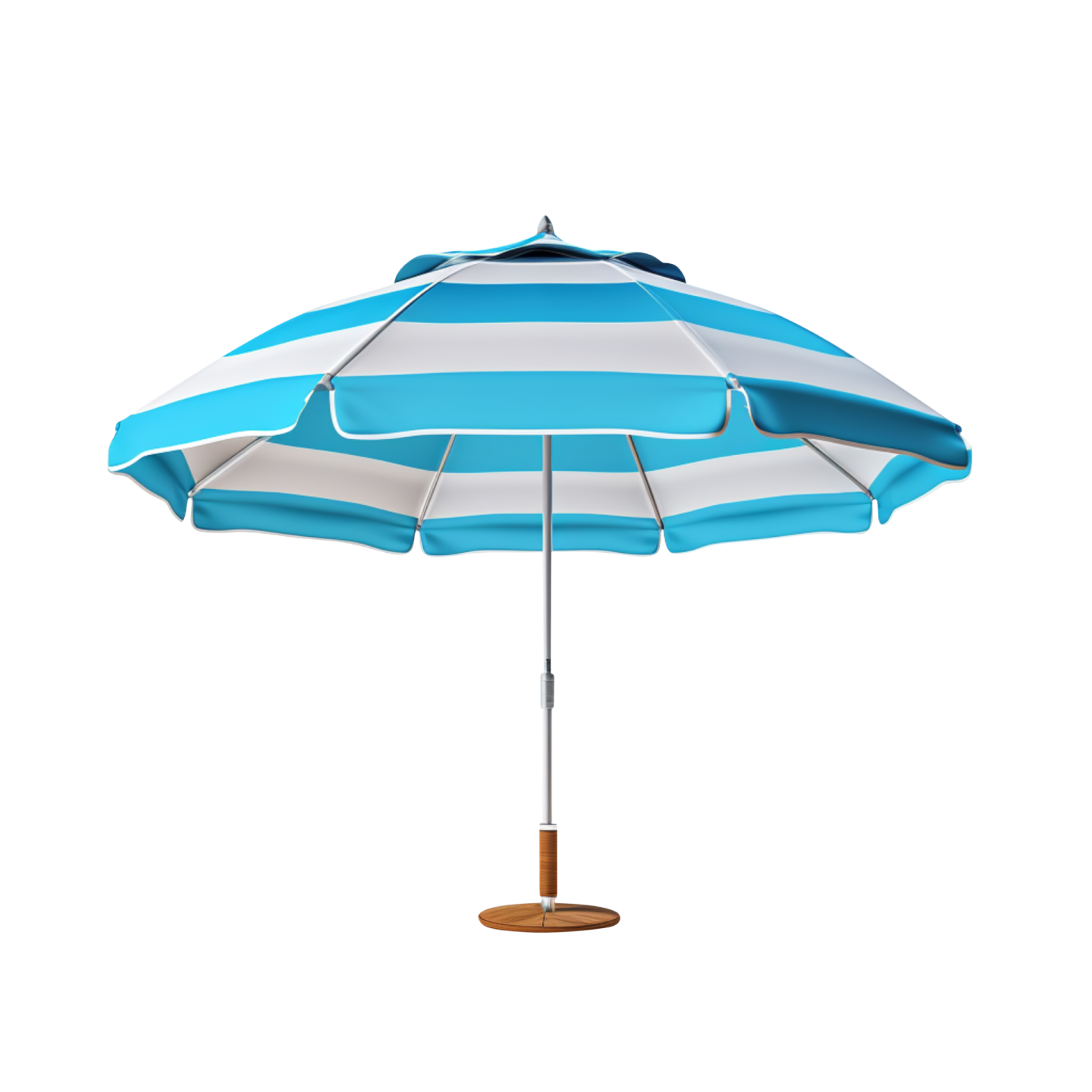 a blue and white umbrella on a white background