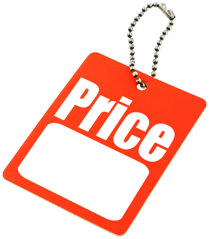 a red price tag with the word price on it