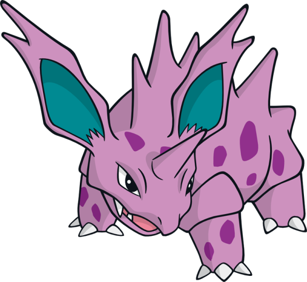a drawing of a purple and green pokemon