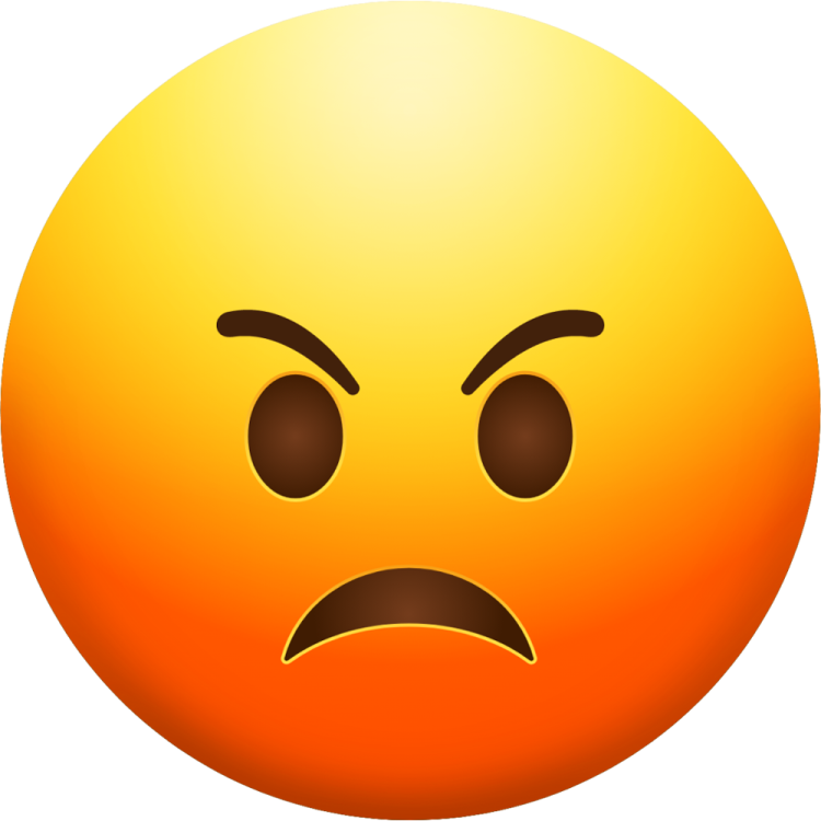 a yellow smiley face with an angry expression