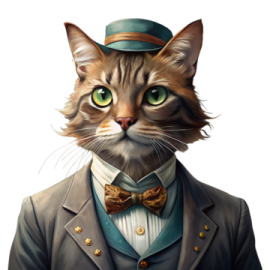 a cat wearing a suit and bow tie