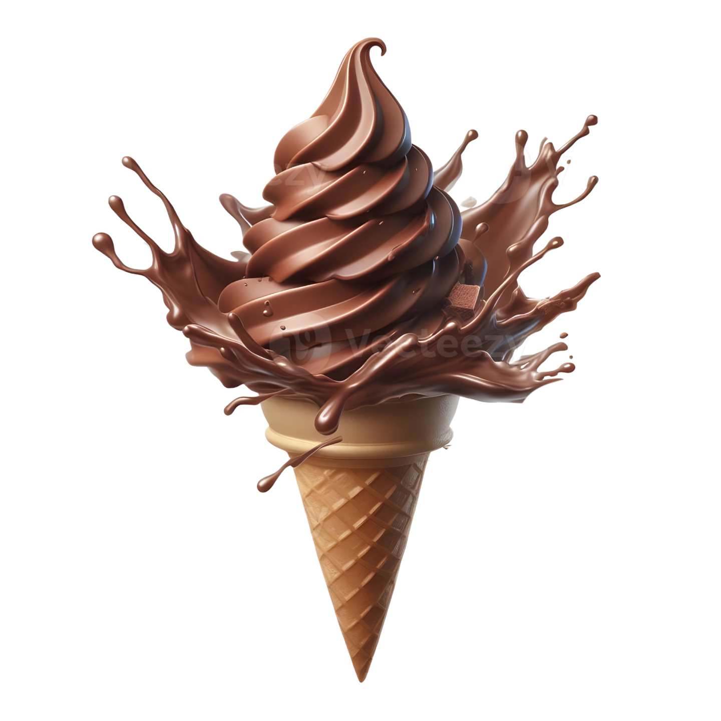 chocolate ice cream in a cone