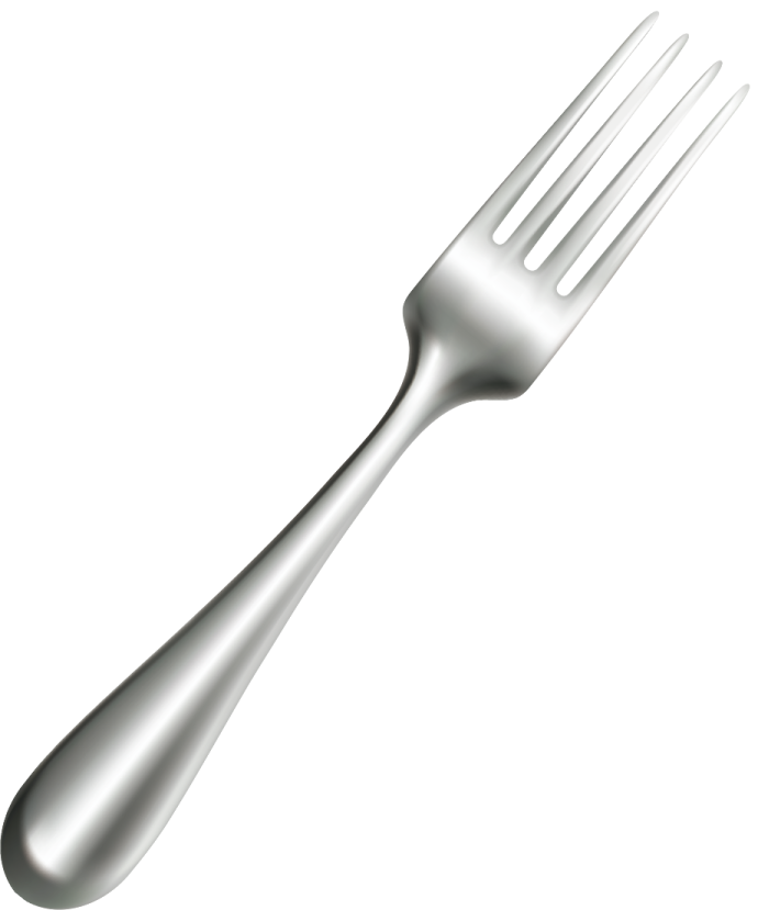 a silver fork on a white background