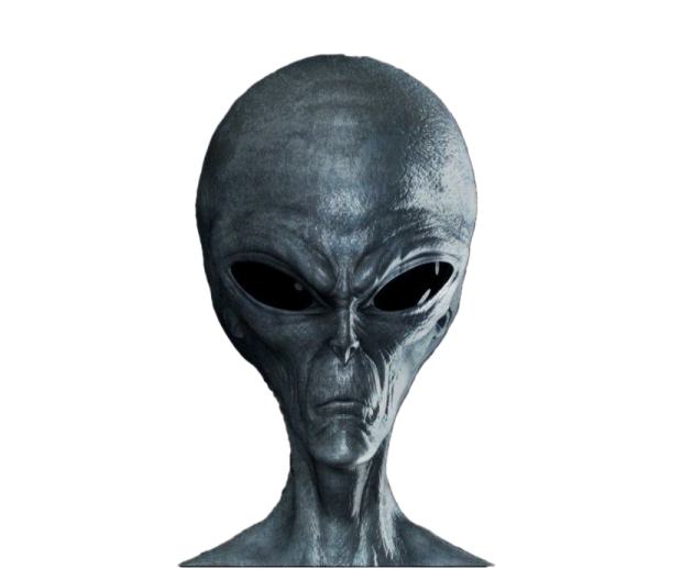 an alien head on a white background