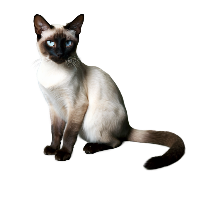 a siam cat sitting on a white surface