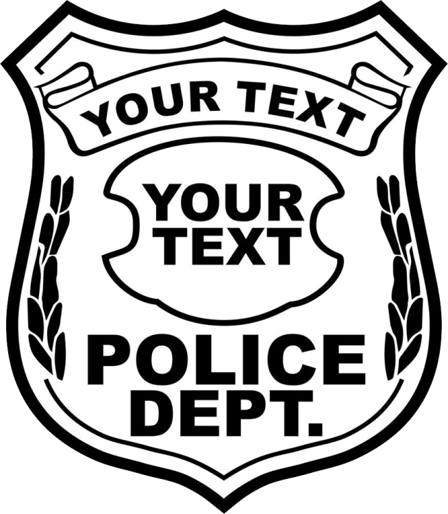 a police badge with the words your text