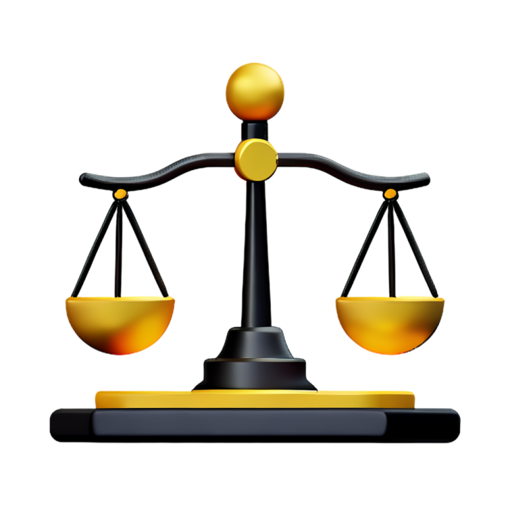 a balance scale on a white background