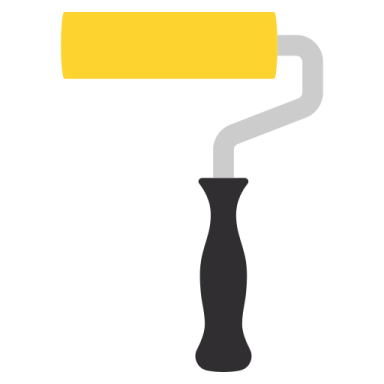 a yellow paint roller on a white background