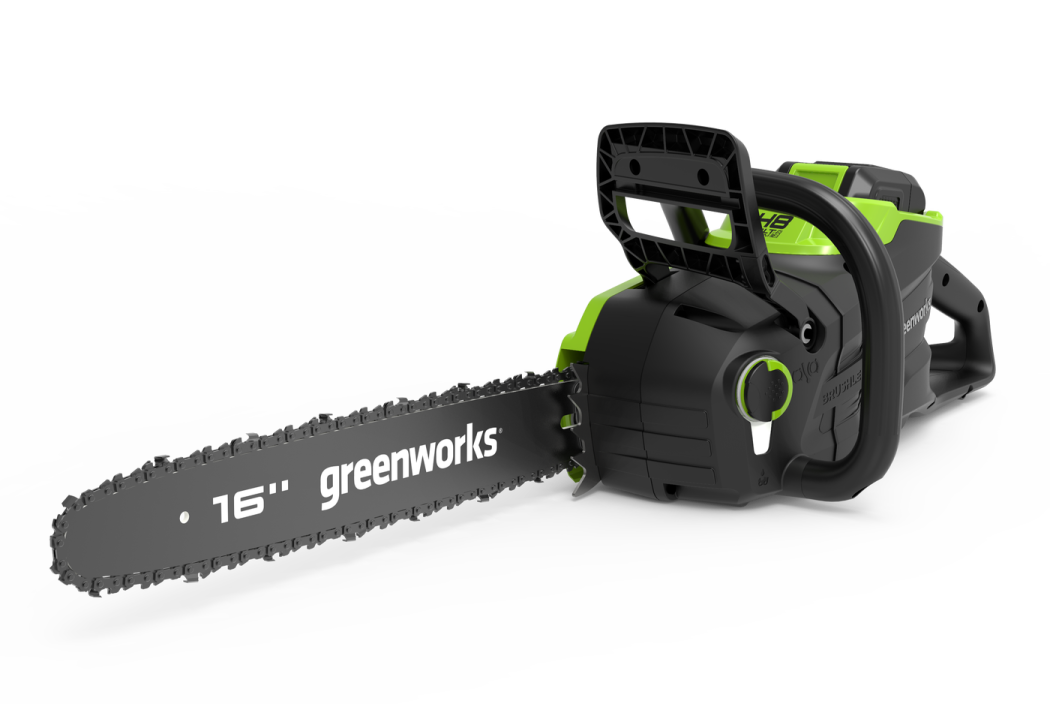a greenworks chainsaw is shown on a white background