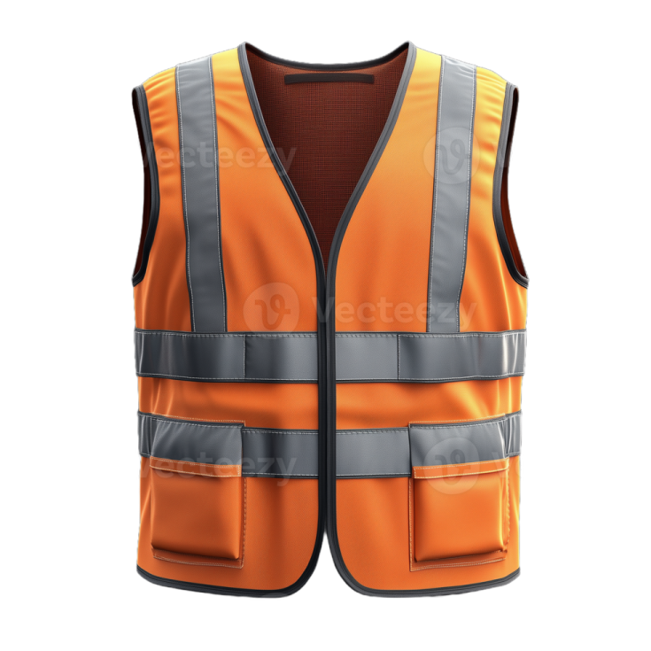 an orange safety vest on a white background