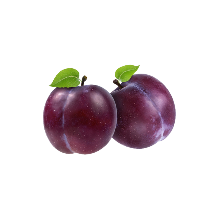 two plums on a white background