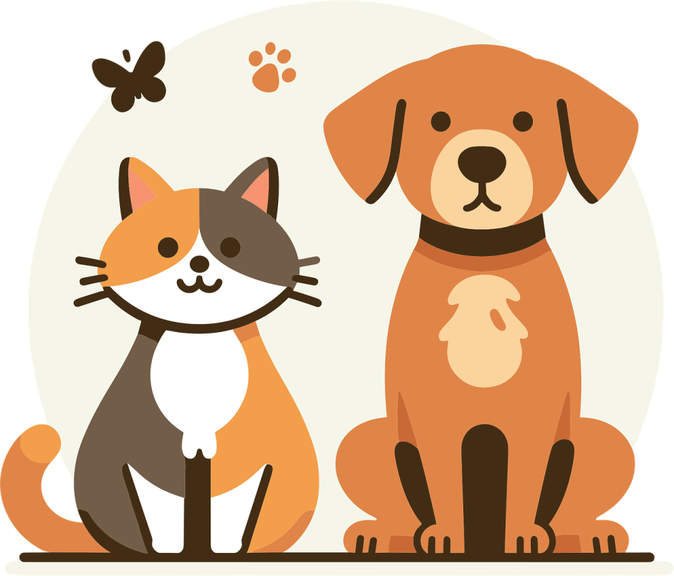 a cat and dog sitting side by side