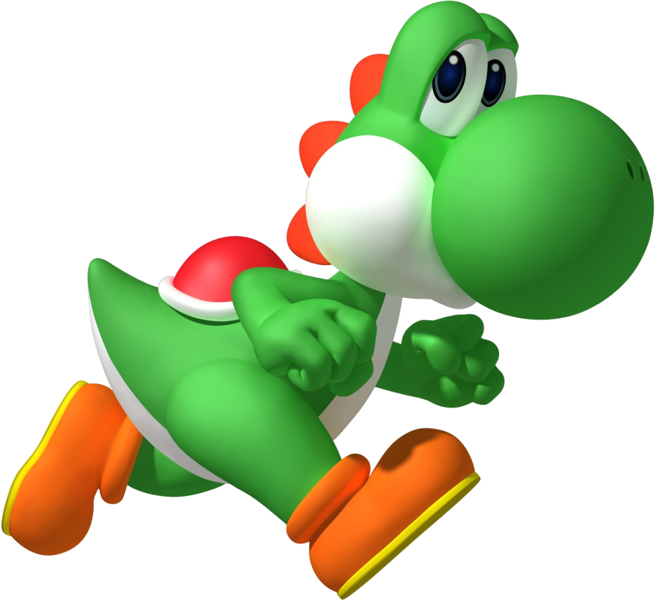 an illustration of a green and orange mario running