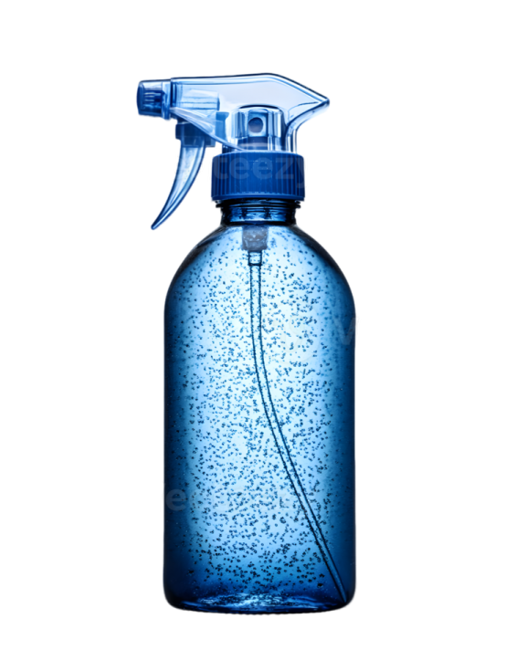 a blue spray bottle on a white background