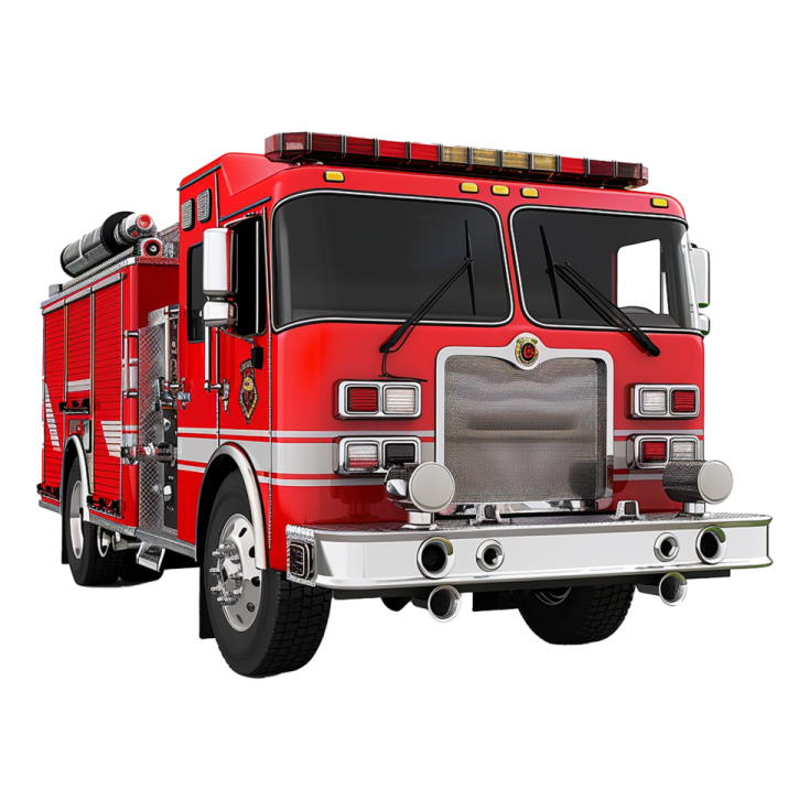 a red fire truck on a white background