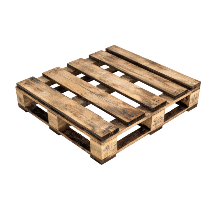 a wooden palle on a white background