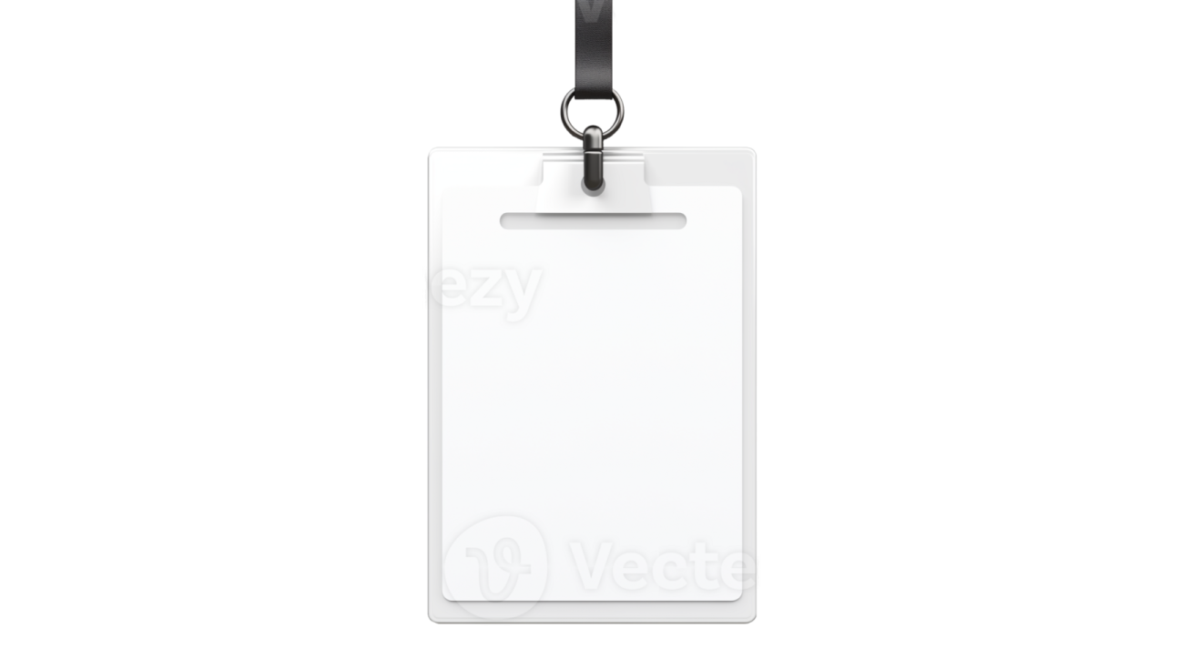 a blank white identification card with a black handle