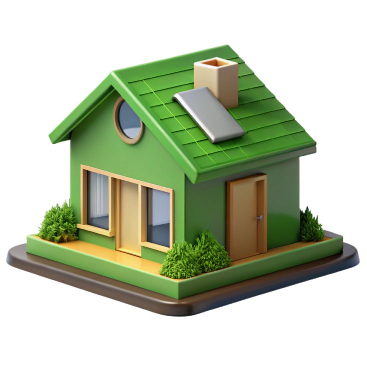 a green house with solar panels on the roof