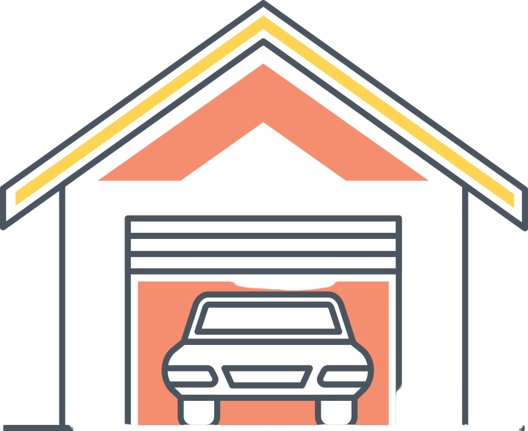 a garage with a car in it