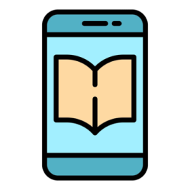 a smartphone with an open book on the screen