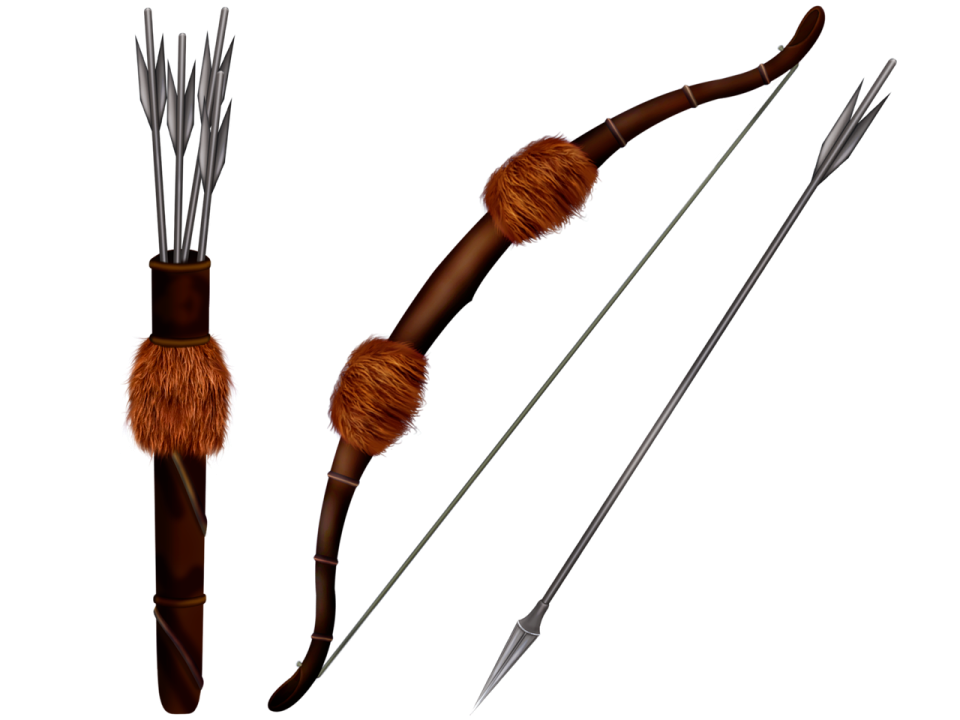 a bow and arrow with fur on it