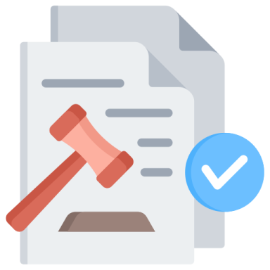 a document with a hammer on top of it