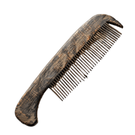 a wooden comb on a white background