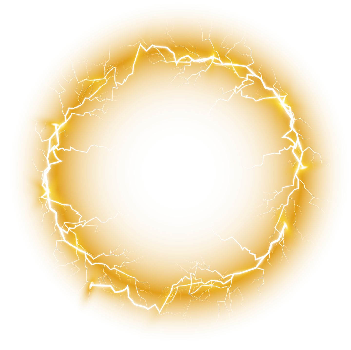 a circle of lightnings on a white background