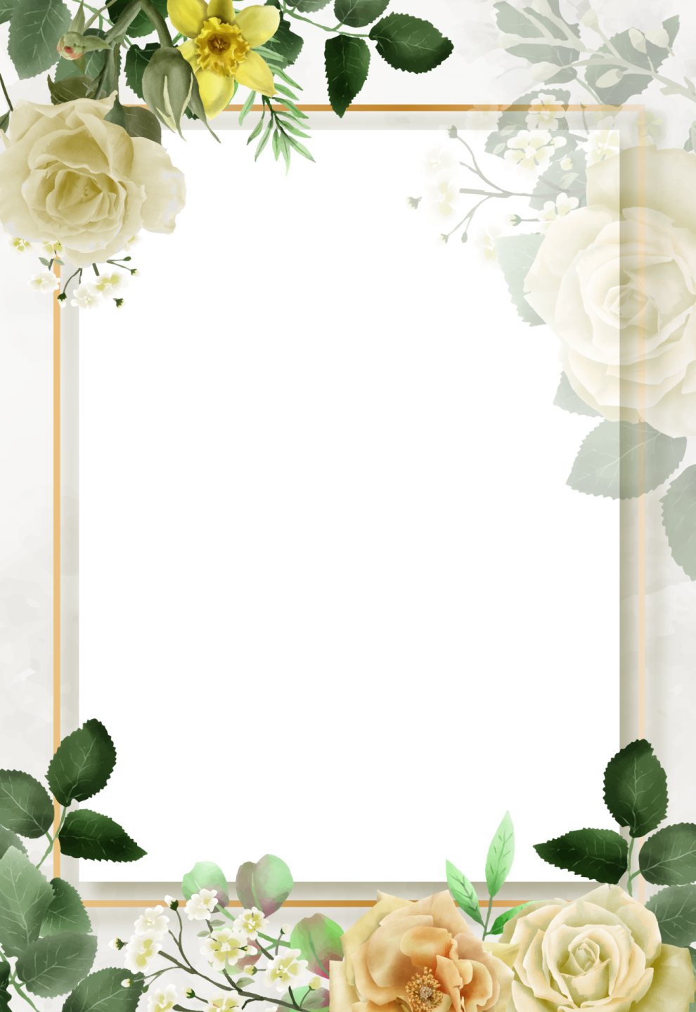 a floral frame with roses and leaves
