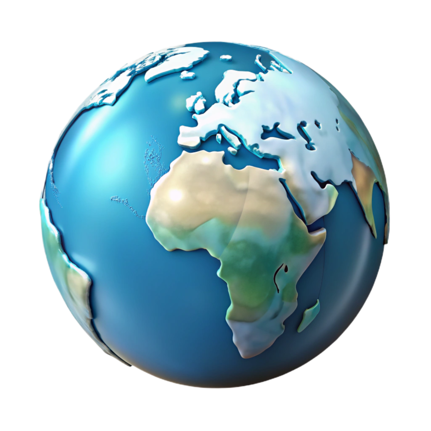 a blue and white globe on a white background