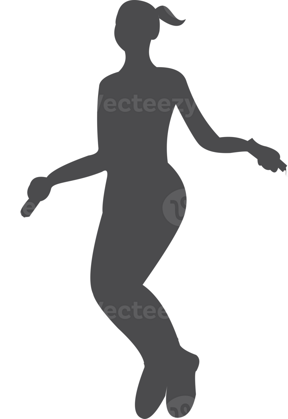 a silhouette of a woman skipping with a skipping rope