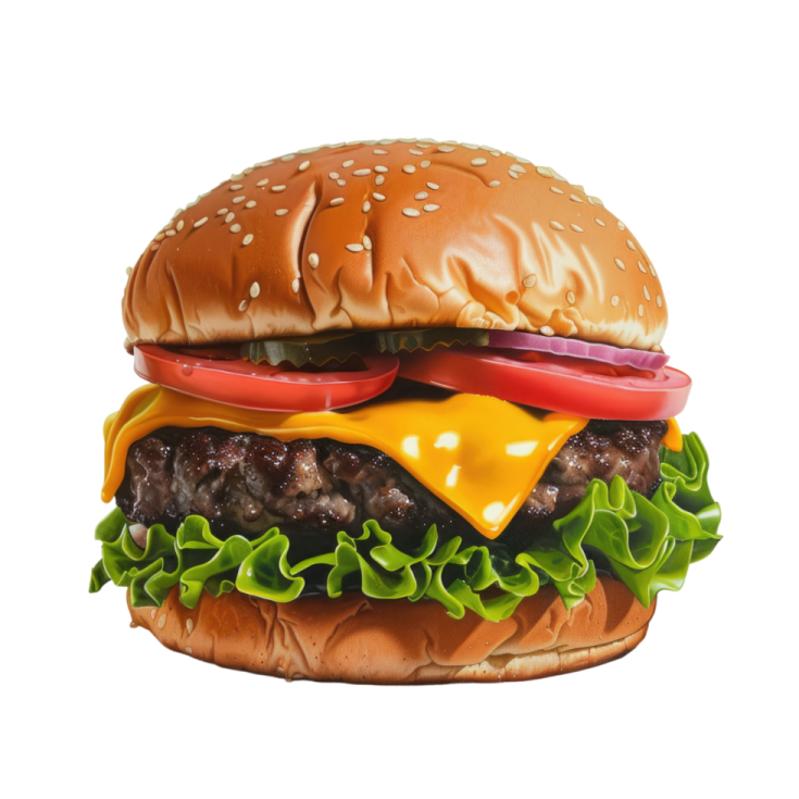 a hamburger on a white background