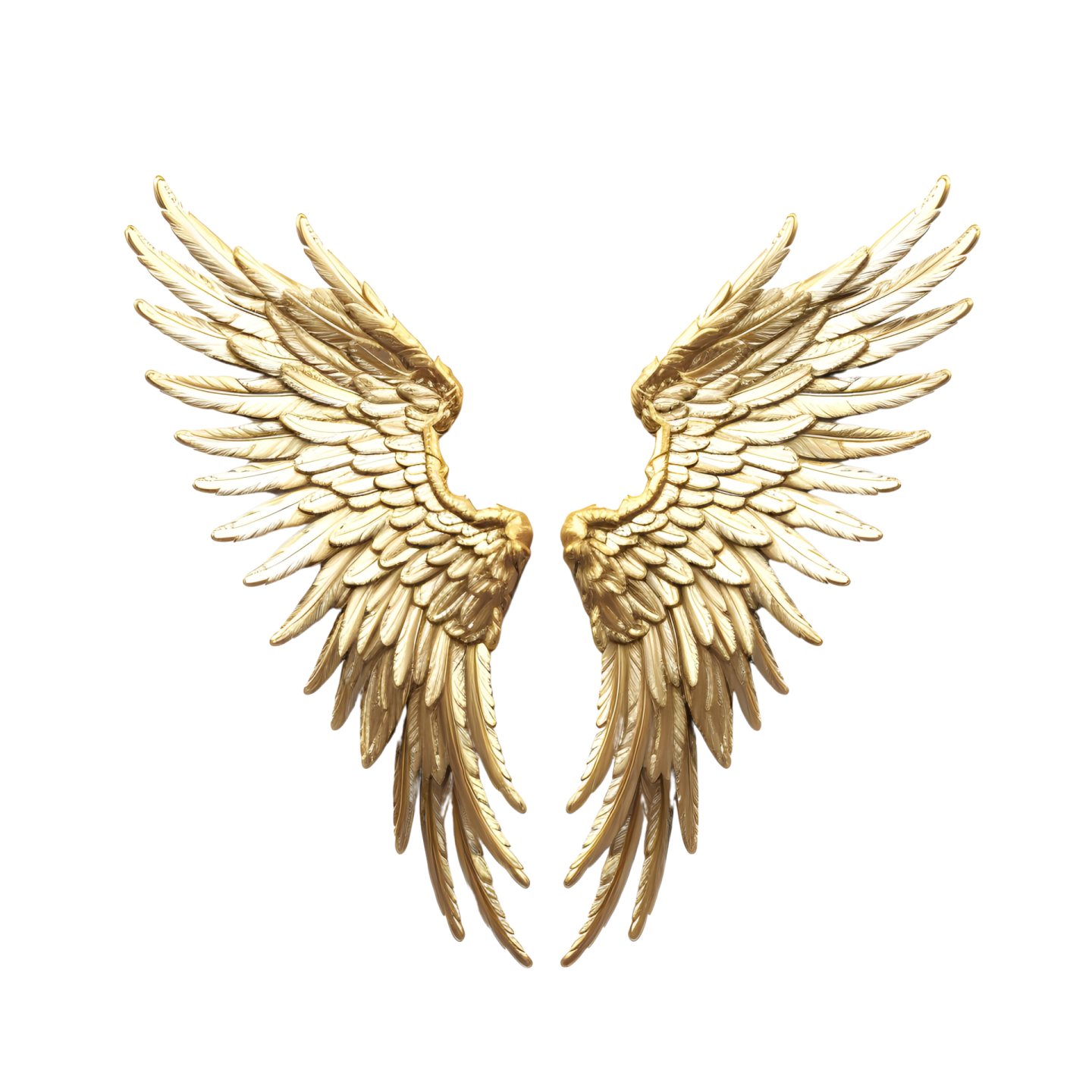 a pair of gold wings on a white background