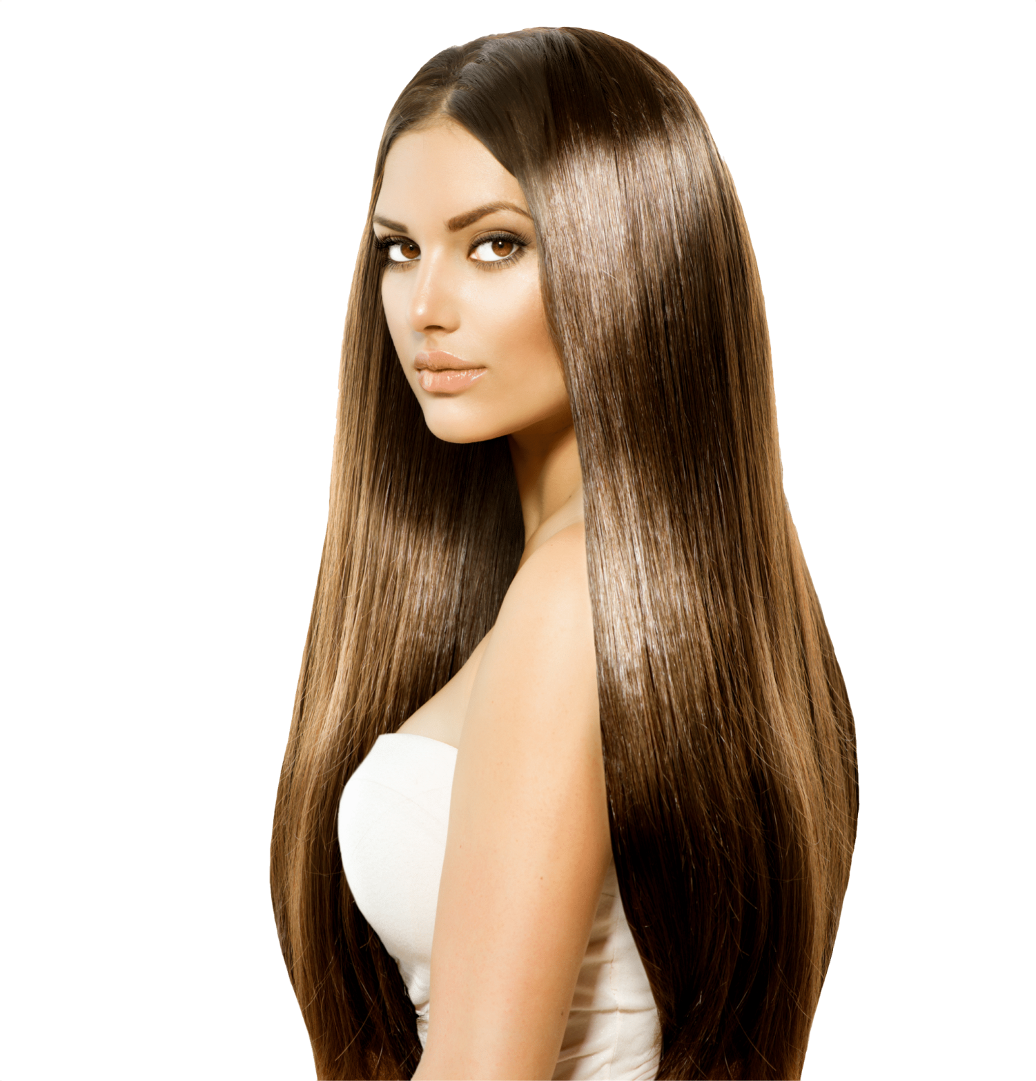 a woman with long brown hair