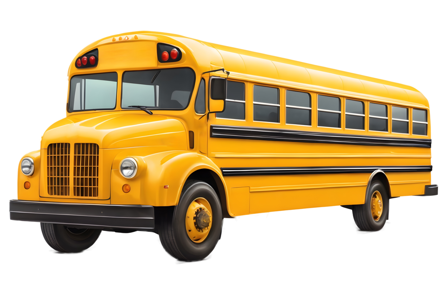 a yellow school bus on a white background