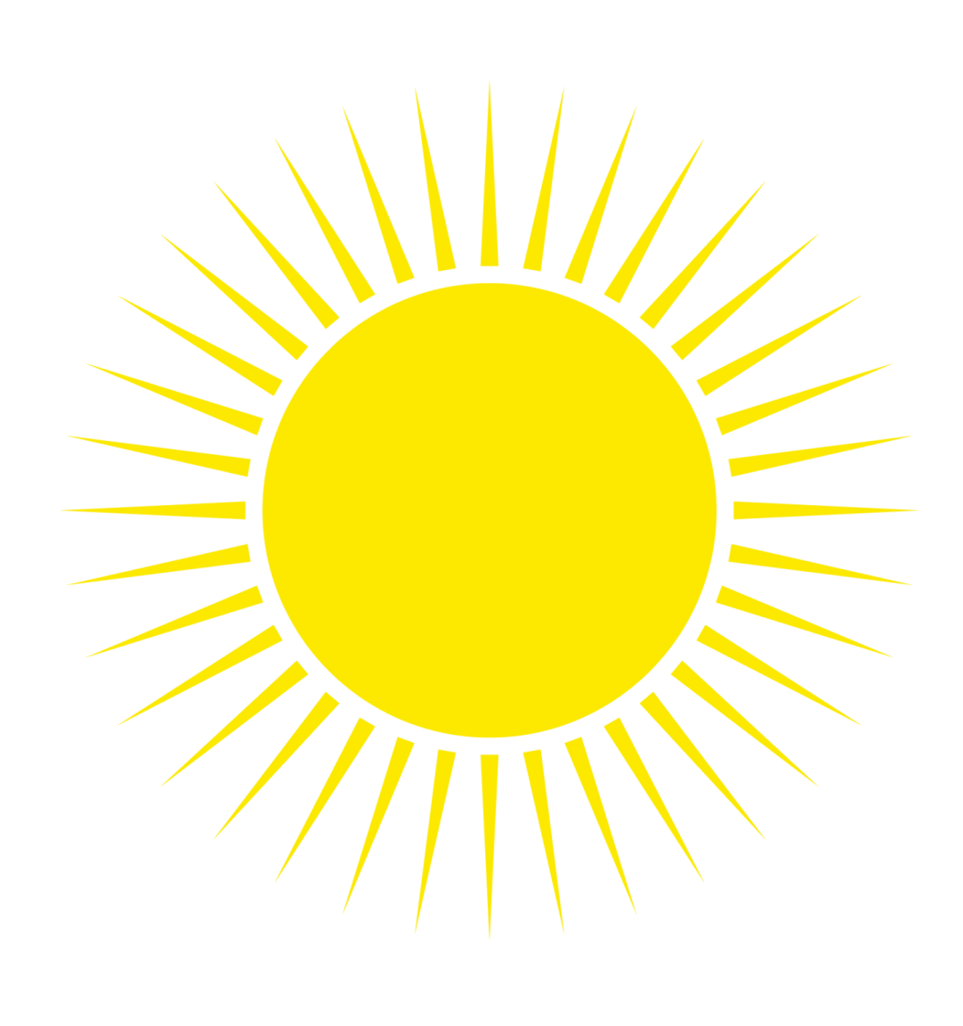 a black and white sun icon