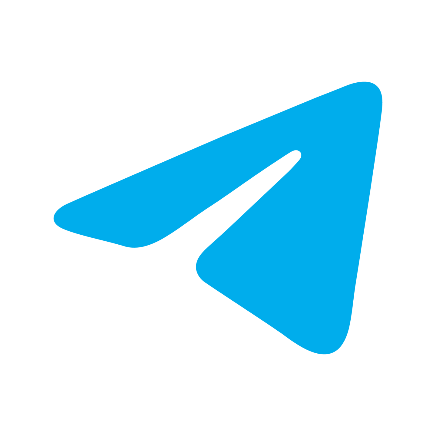 a blue triangle logo on a white background