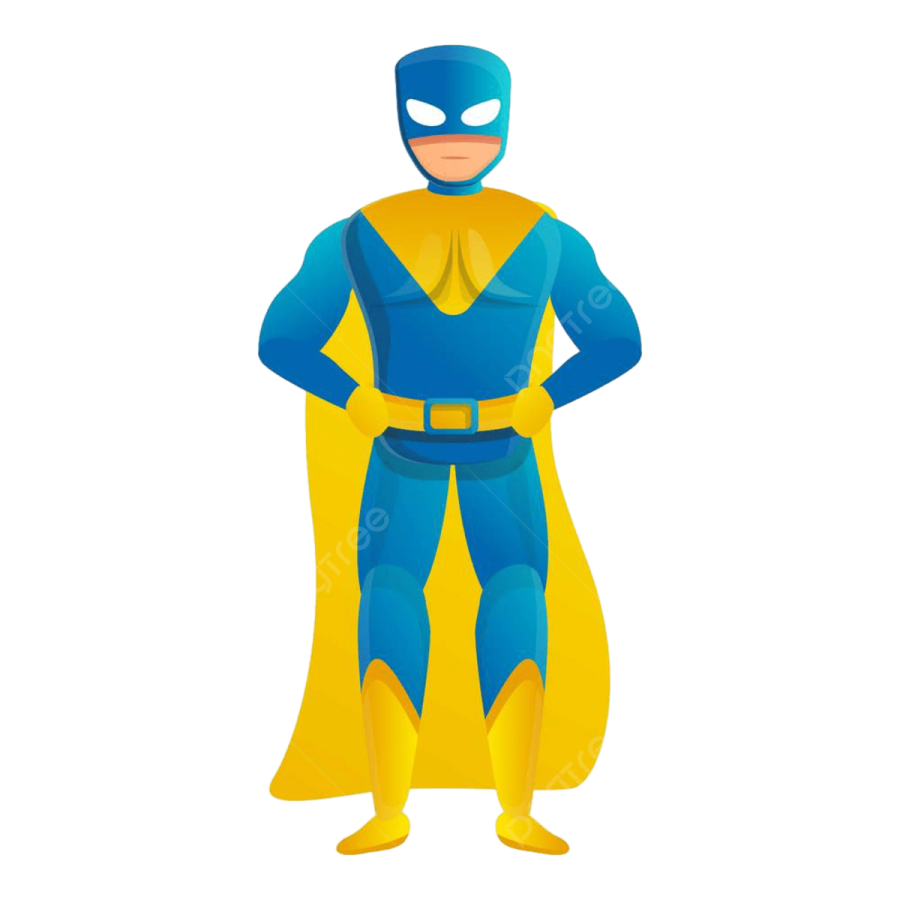 a superhero standing with his hands on his hips