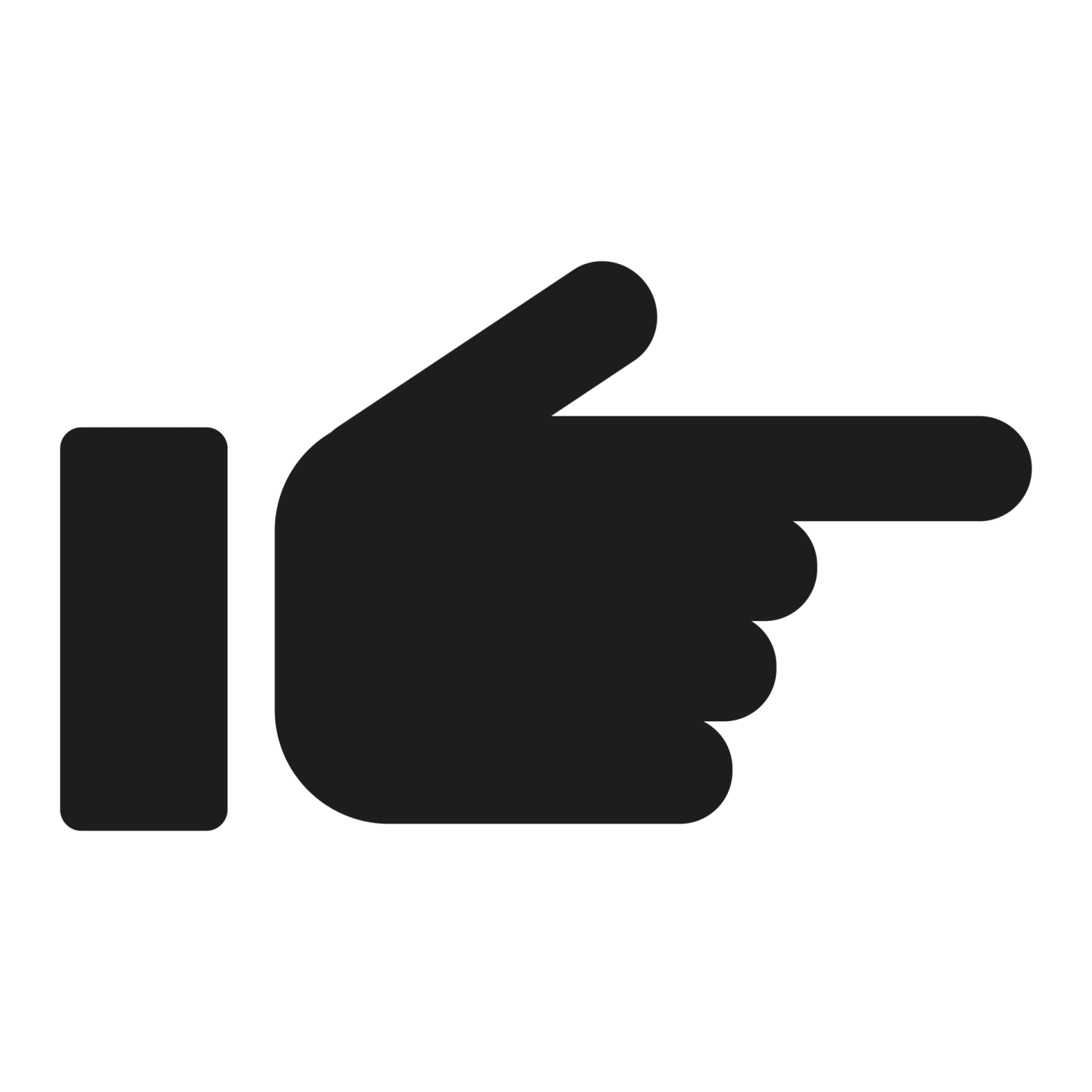 a hand pointing to the right