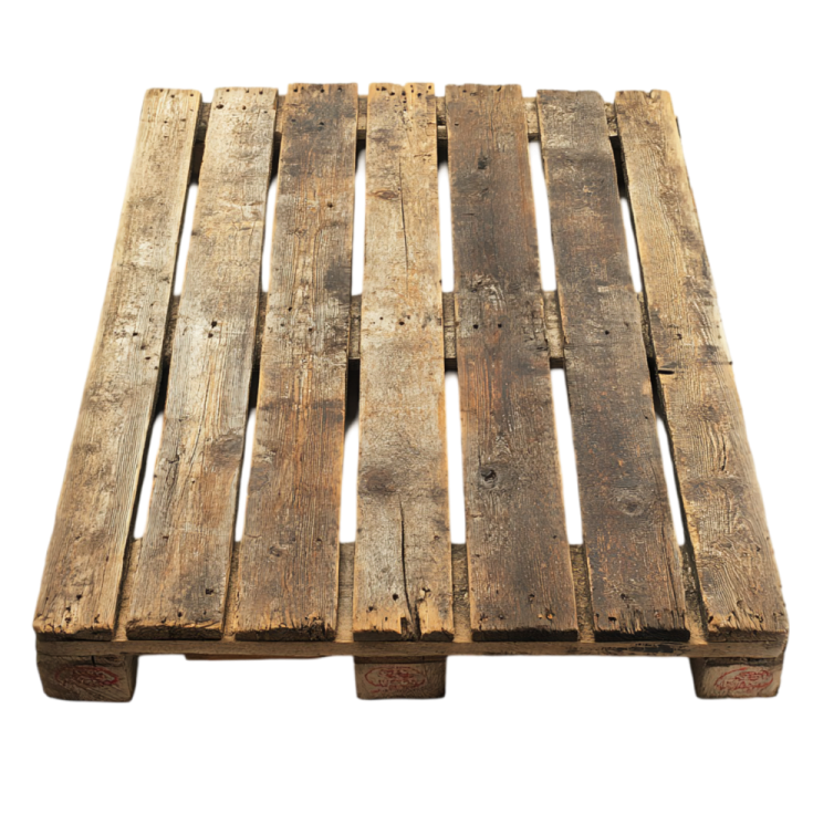 a wooden palle on a white background