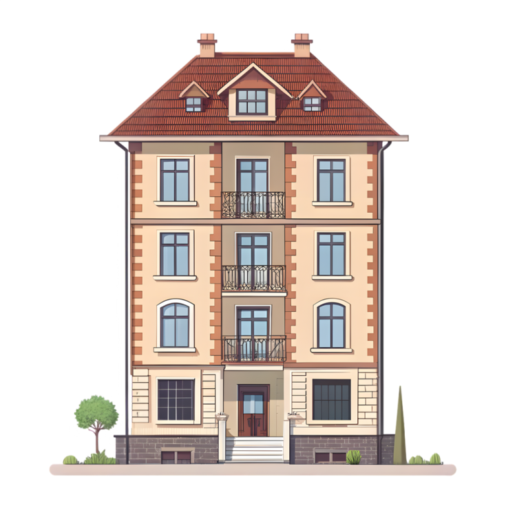 a two story apartment building with balconys and bal