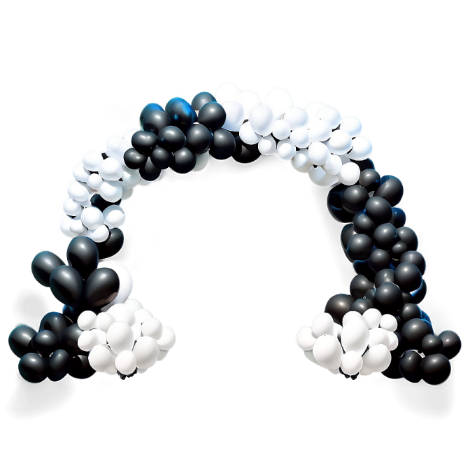 black and white balloon arch