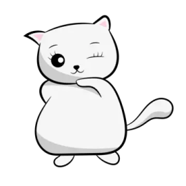 a white cat sitting down with its eyes closed